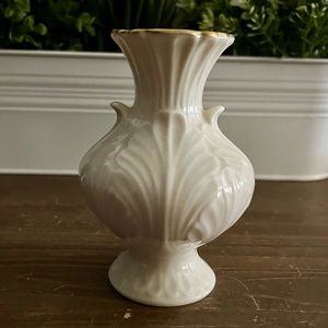 Vintage 1980s Lenox Ivory Porcelain Elfin Collection Flower Bud Vase Gold Trim
